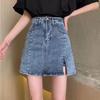 Talla Grande Gordo mm Falda de Mezclilla Cubre Caderas con Abertura para Mujer Verano Nuevo Elástica Línea A Pantalón Falda Aspecto Adelgazante Falda Cubre Caderas