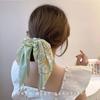 Diadema de Cinta con Lazo Fresca de Verano Colgante de Perla Accesorios para el Cabello de Cola de Caballo Nueva Diadema de Bufanda de Seda Francesa 2024