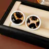 Pendientes Redondos con Estampado de Leopardo Corte Aguja Plateada Europeos y Americanos, Pendientes de Botón Vintage Melard con un Diseño Único, Pendientes Exagerados de Nicho, Versátiles