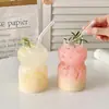 Taza de Vidrio Creativa, Taza de Yogur con Forma Linda, Taza para Bebidas Frías, Taza de Vidrio de Borosilicato Alto para Bebidas de Leche y Jugos