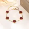 Acero de Titanio Color Dorado de 18K Collar, Pulsera, Pendientes y Anillo de Trébol de Cinco Hojas Lisos, Set de Cuatro Piezas, Joyería de Moda para Mujer