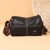 Bolsa de couro genuíno de camada superior para mulheres, bolsa de ombro de novo estilo, bolsa transversal de couro bovino, bolsa almofadada de couro macio da moda, moderna