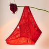 Hongyun Fu Zhi sexy renda oca tentação sem costura gelo seda jacquard puro estilo rosa triângulo vermelho roupa íntima para mulheres