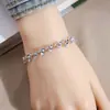 Pulsera de Corazón con Pedrería Estilo Europeo y Americano, Joyería de Hojas Coloridas de Moda con Pedrería, Diseño Versátil, Accesorios de Lujo Ligero al por Mayor