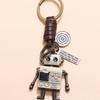 Llavero de Cuero Vacuno de Robot Tejido Retro Casual y Personalizado Móvil de Mano y Pie Colgante Creativo para Bolso de Niña