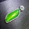 Pingente de Ágata Calcedônia Verde Gelo Natural Luxo Prata S925 Incrustado Fluorescente Não Importa Pingente de Cartão Verde Yang