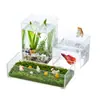 Acuario, Tanque para Peces Betta, Tanque Pequeño para Camarones, Tanque Cuadrado de Plástico Ultra Transparente para Escritorio de Oficina, Imitación de Vidrio, Tanque de Paisajismo