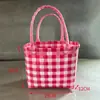 Bolso Tejido a Mano, Cesta Tejida de Plástico, Canasta para Verduras, Bolsa Cuadrada Pequeña, Bolsa de Regalo Luna Llena para Mujer, Informal y Versátil