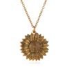 Collar de girasol de gran oferta europeo y americano, colgante de letras de doble capa abierto vintage, cadena de clavícula con letras de flores de doble cara