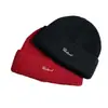 Gorro de Punto Sencillo Bordado con Letras para Otoño e Invierno, Muestra Facial de Mujer, Pequeño, a Prueba de Frío, Protección para los Oídos, Estilo Coreano, Gorro de Lana Versátil para Hombre