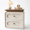Mesita de noche Wind Usada para Dormitorio en Casa, Sentido del Diseño, Estilo Crema, Nuevo Artículo Popular, Gabinete Pequeño de Madera Maciza para Mesita de Noche, Gabinete de Almacenamiento
