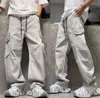 Pantalones casuales de pierna recta estilo americano para otoño, pantalones versátiles de pierna ancha holgados estilo japonés con cordón para hombre, acabado lavado moderno