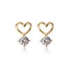 Pendientes de Plata S925 Aurchi para Mujer Estilo K Corazón Femenino Corazón Simple Calado de Diamante Joyería de Oreja Dulce G4964