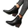 Comercio exterior transfronterizo talla grande nuevo estilo otoño e invierno 2026 botines de tacón grueso con punta y cremallera lateral, botas de cuero ajustadas para mujer estilo europeo y americano