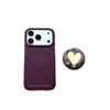 Estojo de Mesa com Espelho em Formato de Coração Roxo de Alta Qualidade para Apple 17 Pro Max, Adequado para 16 Pro, Camada Dupla 15 Pro, 14