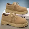 Zapatos Derby nuevos otoño caña baja Botas Martin hombre retro botas de trabajo suela gruesa que aumenta la altura transpirables zapatos de gamuza