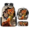 Mochila Escolar Transfronteriza Zootopia 2 para Niños, Bolso Cruzado de Dibujos Animados, Estuche Sencillo para Niños, Set de Tres Piezas, Venta al por Mayor a partir de una Pieza