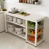 Estante de Armazenamento Multicamadas de Chão para Cozinha Mesa de Corte de Legumes Multifuncional Doméstica Prateleira Estante de Armazenamento Lateral para Micro-ondas