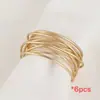 6 Peças Anel de Guardanapo Dourado para Decoração de Mesa de Jantar
