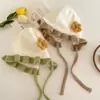 Touca de tricô para bebê com tiras, versão coreana para outono e inverno, doce e fofa, gorro quente para atividades ao ar livre para bebês