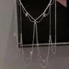 Pingente de Cristal Super Flash Puro Colar Corrente de Peito Design de Nicho de Luxo Leve Retrô Corrente Clavicular Corrente de Corpo Feminina de Alto Nível