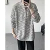Estilo Tweed de Alta Qualidade Tie-Dye Gola Henley Malha Masculina Outono e Inverno Mohair Macio Ceroso Moletom Tendência Marca Malha Jaqueta