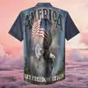 Comercio Exterior Transfronterizo Estación Independiente de Amazon Hombre Estampado Digital Casual Holgado Impresión 3D Manga Corta Camisa Lel Hombre