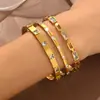 Pulsera de acero inoxidable de titanio transfronteriza, de moda con diamantes, pulsera de cierre, pulsera de acero de titanio para mujer, accesorio de mano de trébol de cuatro hojas