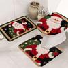 Tapete de Chão para Banheiro Venda Quente de Natal Papai Noel Tapete Absorvente para Porta de Vaso Sanitário Conjunto de Três Peças Antiderrapante