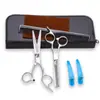 Tijeras de peluquería de gama media al por mayor de 6 pulgadas juego de tijeras de peluquería divididas tijeras de dientes planos tijeras para cabello fino