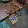 Rebgong Tíbet Nepal Thangka Pintado a Mano Puro Mahakala Conjunto de Collar Terminado 4*5