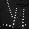 Camiseta de Manga Larga Ajustada Estilo Gótico Retro Americano de 26 Años con Remaches y Patrón de Cruz para Chicas Atrevidas, Top Casual de Calle
