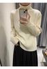 Suéter elegante gris pardo para mujer, estilo holgado y perezoso, cuello alto, jersey grueso, diseño de otoño e invierno