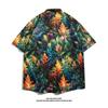 Marca Nueva de Tendencia Transfronteriza Primavera y Verano Camisa de Playa de Manga Corta Estampada Estilo Hong Kong para Hombre Holgada y Versátil Casual Camisa Floral para Pareja