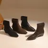 Botas elásticas de tacón grueso que aumentan la altura, botas adelgazantes, nuevas Botines Otoño/Invierno 2026, estilo coreano, punta fina, suela suave, Botines cortos simples para el trabajo