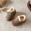2026 Nuevos Zapatos Birkenstock Retro Versátiles de Punta Redonda para Niños Otoño/Invierno Unisex para Niños Felpa Plus Calientes Engrosados Suela Gruesa Zapatos de Algodón