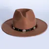 Sombrero Vaquero Occidental Popular de Estilo Étnico Tribal Europeo y Americano con Decoración de Cabeza de Vaca, Sombrero de Copa, Sombrero de Paja, Sombrero de Aro con Cinturón de Accesorios