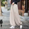 (Personalizado) 26 Otoño Algodón Lino Nianbaixiufang Tela de Lino Original Pantalones tipo Linterna Ligeros Estilo Zen para Mujer Pantalones de Meditación
