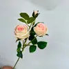 Flores Artificiales de Rosa de Seda con Tres Cabezas, Rosa Luna de Otoño para Fotografía de Boda, Arreglo Floral de Pasillo, Decoración de Arco, Arreglo Floral, Decoración del Hogar