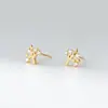 Nalan Plata de Ley S925 Exquisita Moda Coreana Fresca Pequeño Bosque de Árboles Pequeño Incrustado de Diamantes Joyería de Oreja Linda G5881