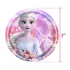 Balão de Látex Rosa Congelante Princesa Elsa com Toalha de Mesa, Pratos de 7 Polegadas e 9 Polegadas de Papel de Seda Decoração Suspensa Mais Vendida