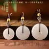 Pingente da Paz em Jade Dourado de Xinjiang, pingente da paz em jadeíta delicado e impecável, acessório de jadeíta em estilo chinês tradicional, em estoque