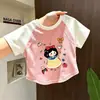 Camiseta de Manga Corta para Niña 2026 Nuevo Estilo para Niños Mayores, Top de Algodón Puro Lindo de Verano para Niña con Costuras Visibles, Camiseta Básica de Corte Holgado