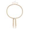 Joyería transfronteriza europea y americana, estilo Ins, colgante asimétrico con borla larga, cadena de clavícula, accesorios sencillos de perlas de imitación que combinan con todo.