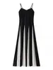Vestido de tirantes ajustado de color contrastante blanco y negro, estilo francés elegante, para mujer, nuevo de primavera 2025, transfronterizo europeo y americano