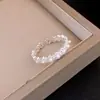 Anillo Abierto de Perla Redonda y Circonita Chapado en Oro Real Joyería de Lujo Ligero de Gama Alta para Dedo Índice Moda Viajero Temperamento