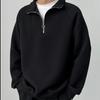 Outono e inverno Novo top listrado com textura, moderno, solto, suéter Maillard, manga comprida, gola alta, zíper masculino