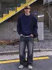 Sudadera con capucha azul marino cleanfit para hombre, primavera y otoño, peso pesado, estilo americano, manga larga, versátil, moderna, holgada, estilo básico