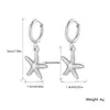 Brincos Pequenos de Estrela para Orelha, Brincos de Moda Transfronteiriços, Argolas Redondas Versáteis de Aço Inoxidável Banhadas a Ouro 18K, Estilo Simples, Acessórios de Orelha para Atacado