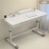 Mesa de noche para uso doméstico, mesa ajustable en altura manual y móvil con ruedas, escritorio de escritura pequeño para estudiantes, mesa de estudio para niños con ruedas